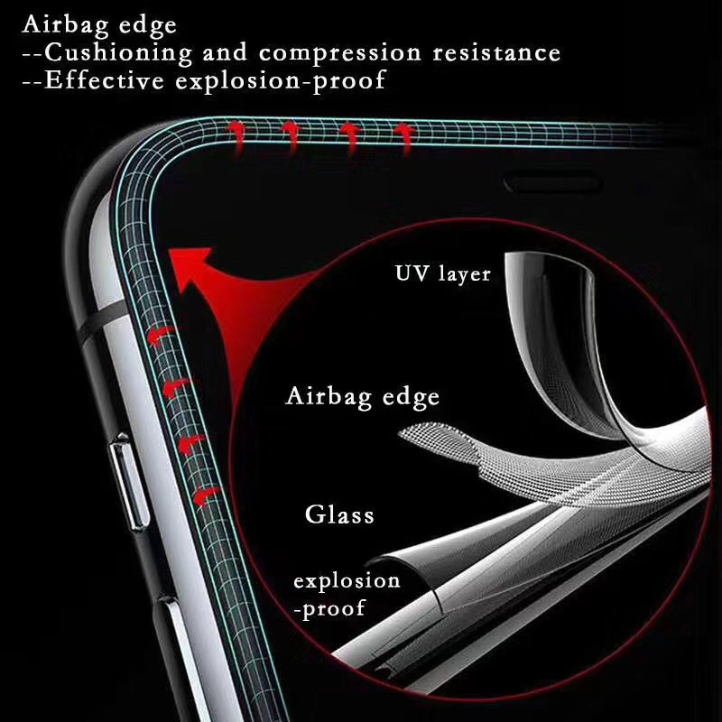 3D Anti Shock Airbag Tempered Glass Golden Armor Screen Protector for iPhone 15 9h HD Mobile Phone Glass Shield